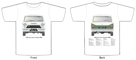 Lotus Cortina MkI 1962-64 (pre-airflow) T-shirt Front & Back